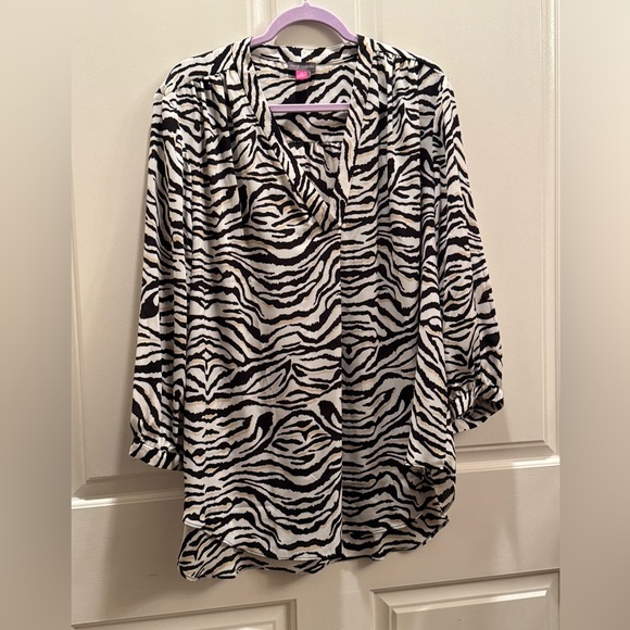 Vince Camuto Zebra Pattern Button Down Shirt - Picture 1 of 6